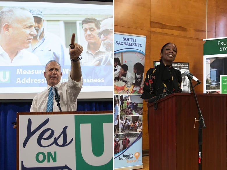 Sacramento Mayor Darrell Steinberg (left) and California Surgeon General Dr. Nadine Burke Harris (right)