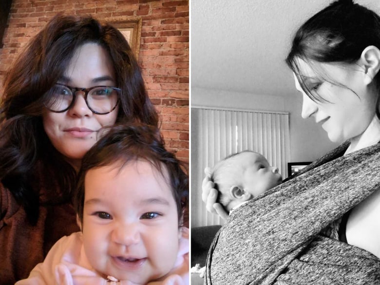 Lisa Buswell-Rodriguez and her daughter, June, (left) and Lizabeth Richie and her son, Jack (right). Buswell-Rodriguez and Richie have had problems getting insurance to cover the breast pumps they need after having their children.