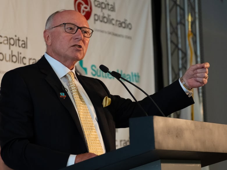 CapRadio President and General Manager Rick Eytcheson announces the station's planned move to a new downtown headquarters.