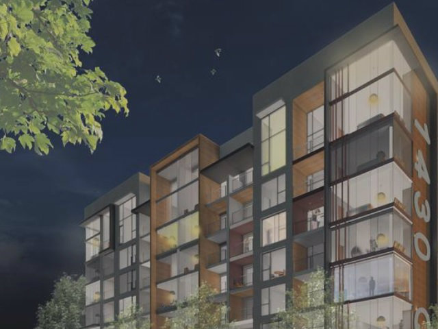 An artist rendering of an apartment and retail project at 1430 Q Street in Sacramento that will include a float spa.