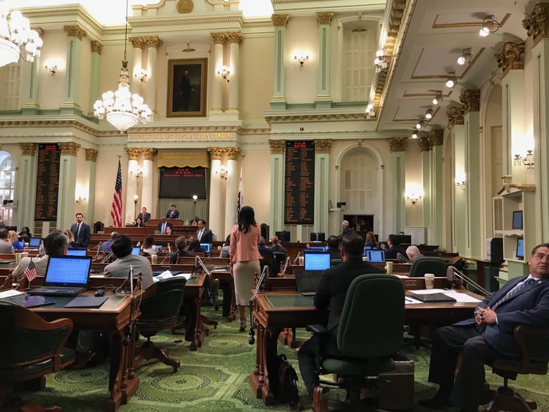 Asm. Autumn Burke (D-Inglewood) watches the vote close on her bill Thursday on the Assembly floor. AB 91 would raise more than $1 billion/year in new state tax revenues by aligning California's tax code to federal law.