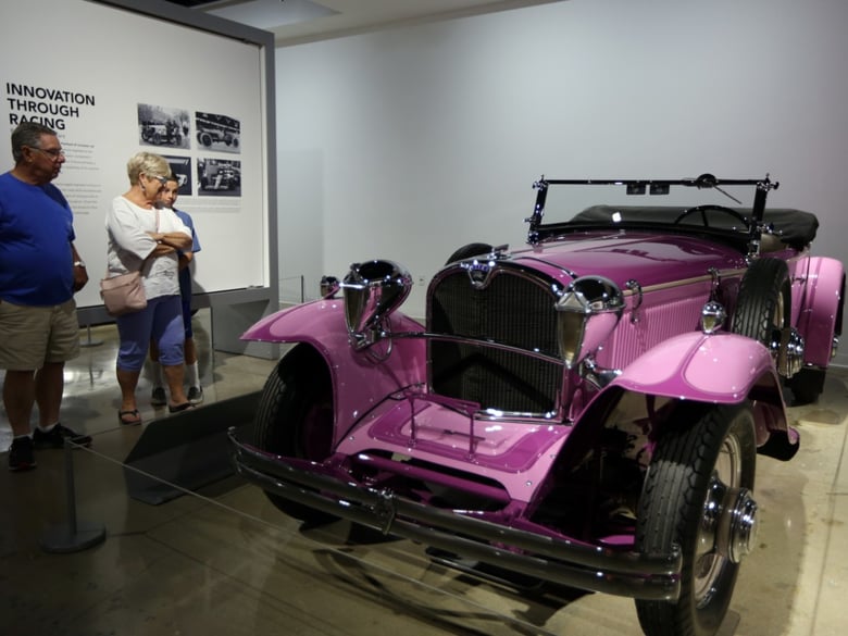 Jim Sawyer with family members at the Petersen Automotive Museum.