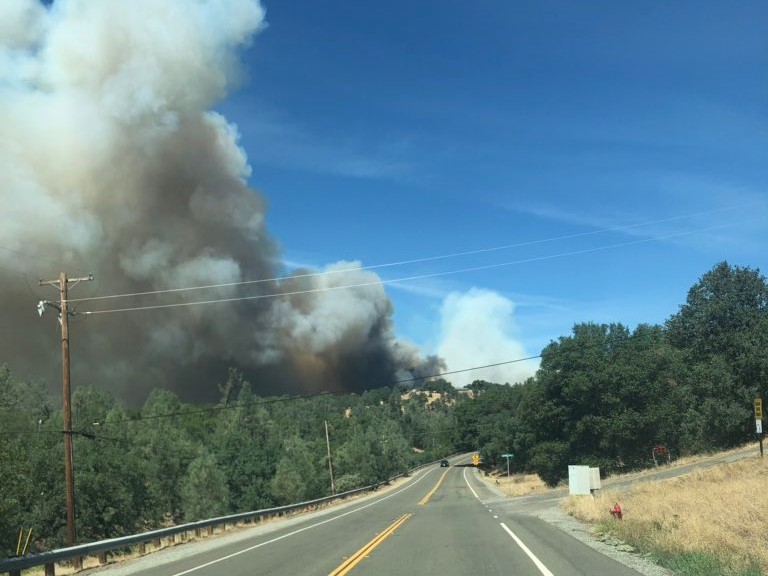 The Mountain Fire, off Bear Mountain Road and Dry Creek Road, is burning north of Bella Vista in Shasta County.