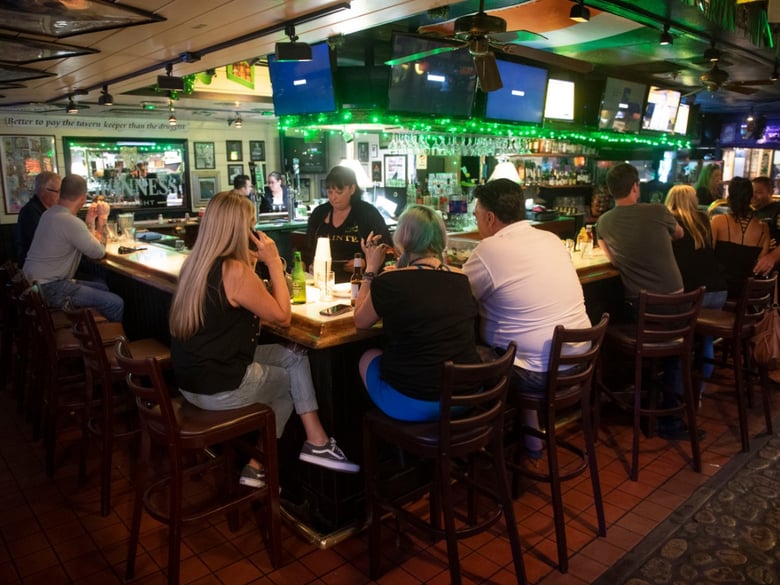 The interior of Patsy’s Irish Pub in Mission Viejo. In this part of Orange County, roughly 55% of young adults live with their parents.
