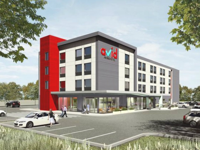An artist rendering of the planned Avid hotel at 1200 Churchill Downs Avenue in Woodland.
