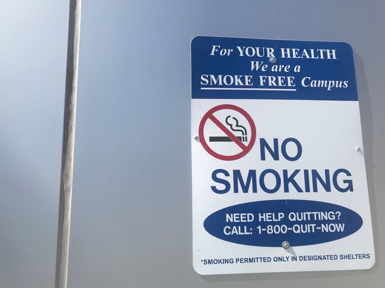 A no smoking sign outside the Sacramento VA Medical Center