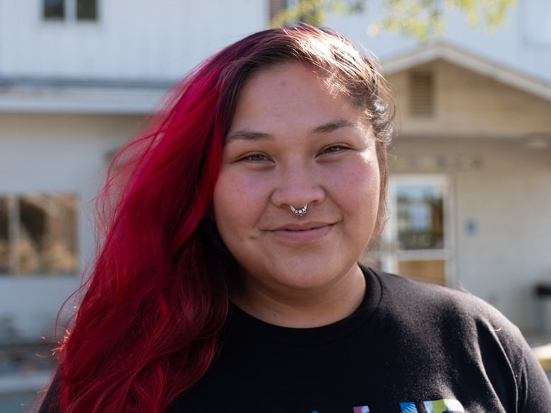 Bobbie Harrison outside the Sierra Wind Wellness and Recovery Center in Jackson, Calif., where she works.
