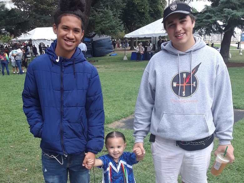 Emma Snuggs' three sons Alex Tamasoa'alii, Elijah Tamasoa'alii and Michael Hunsaker III. She and two of her sons are Cherokee nation citizens.