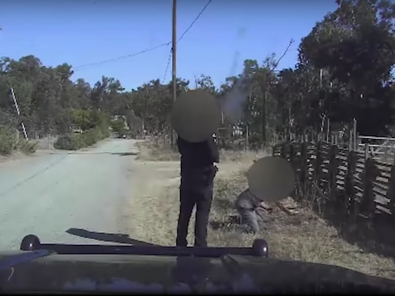 Still frame of a video released by the Sacramento County Sheriff's Department showing a deputy fatally shooting a man in