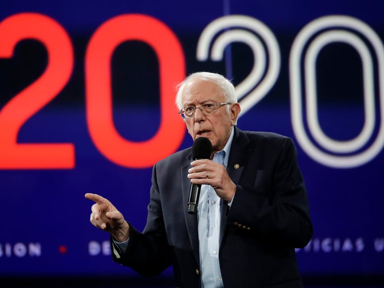 Democratic presidential candidate Sen. Bernie Sanders, I-Vt., speaks during a presidential forum at the California Democratic Party's convention Saturday, Nov. 16, 2019, in Long Beach, Calif.