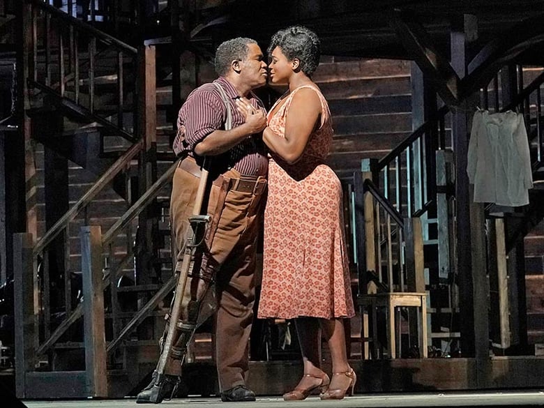 Eric Owens and Angel Blue in the title roles of the Gershwins' "Porgy and Bess." Photo: Ken Howard/Met Opera