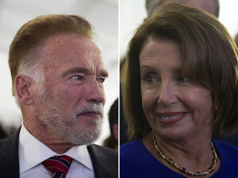 Former Gov. Arnold Schwarzenegger and Speaker of the House Nancy Pelosi at Gov. Gavin Newsom's inauguration in January 2019.