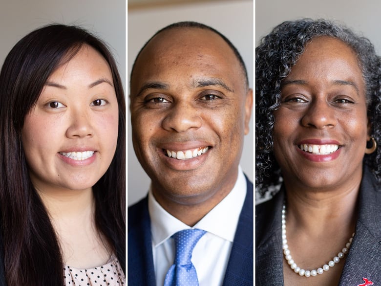 District 8 Sacramento City Council candidates Mai Vang, Les Simmons and Daphne Harris (left to right)