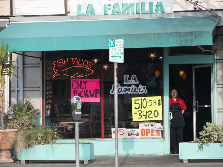 An employee at a taqueria in Berkeley, California.