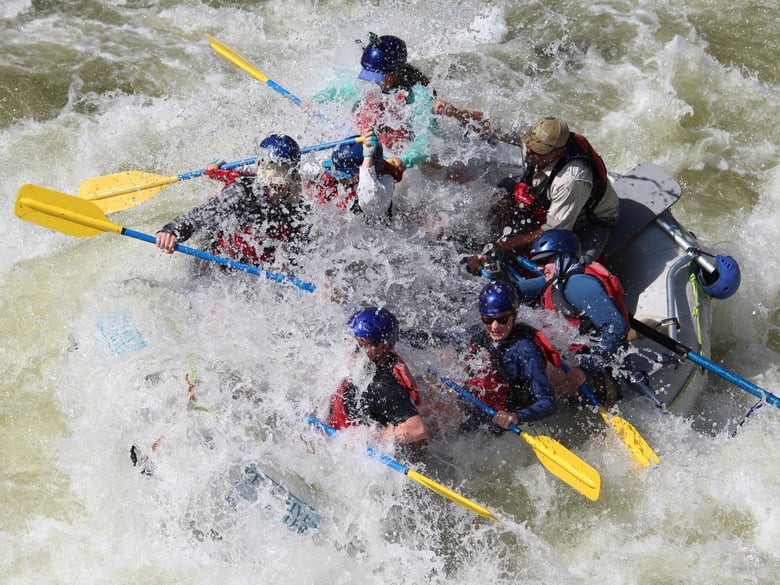 Kern River Outfitters trip on the Powerful Possum Rapid, downstream of Buffalo Canyon along the Kern River, September 2019.