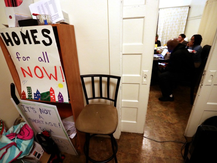 Groups like Moms 4 Housing, pictured here in an occupied house in January 2020, are advocating for more housing for mothers and those experiencing homelessness, among others.
