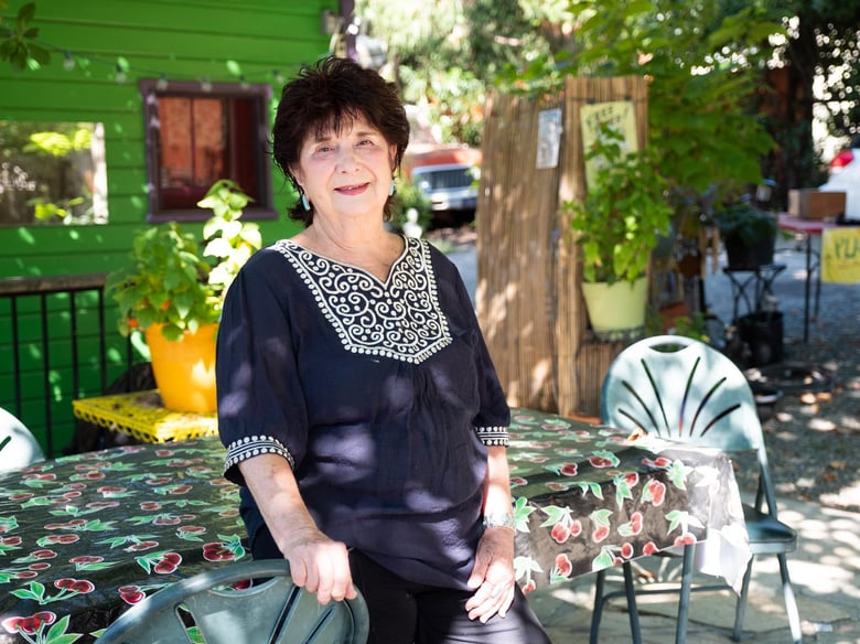 Rosemarie Reeder at her home in Grass Valley Friday, July 31, 2020. She helped start a buddy system for local seniors after the Camp Fire. (Andrew Nixon / CapRadio)