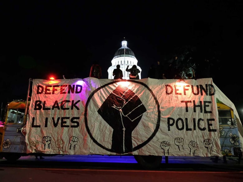 Demonstrators march in downtown Sacramento on Nov. 4, 2020.