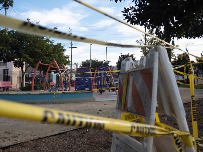 A cordoned off playground in South Central LA, on Dec. 8., 2020.