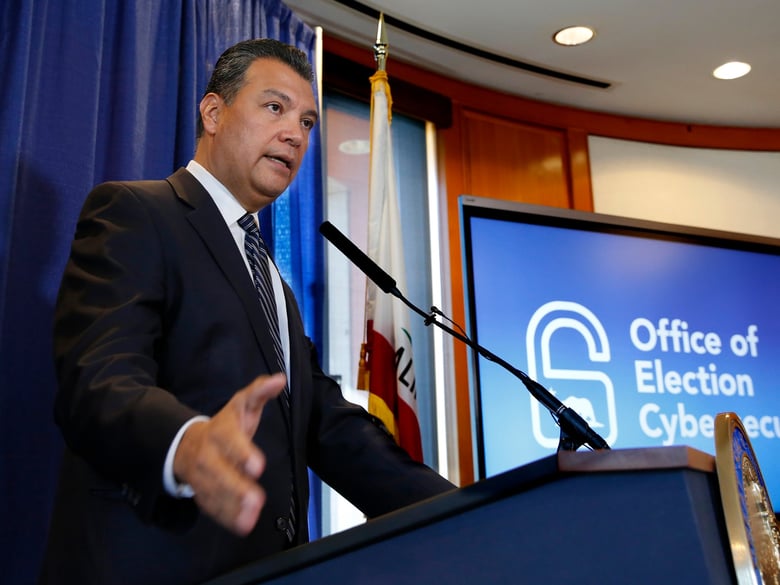 California Secretary of State Alex Padilla responds to a question at a press conference on Tuesday, Oct. 9, 2018, in Sacramento, Calif.