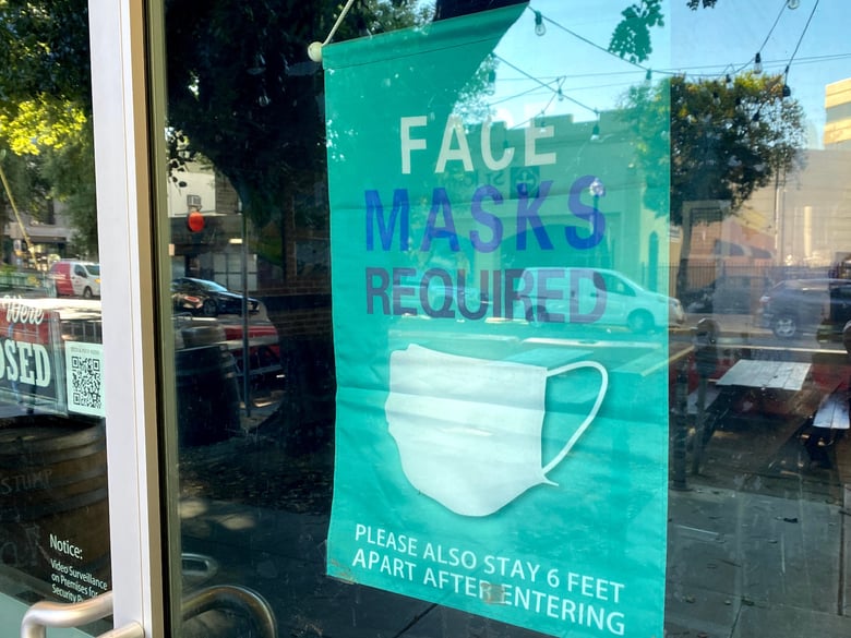 Sign at the entrance to Big Stump Brewing Company in Sacramento in May 2021.