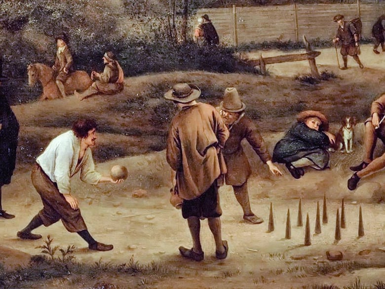 Playing Skittles - detail from a painting by Jan Steen c. 1665
