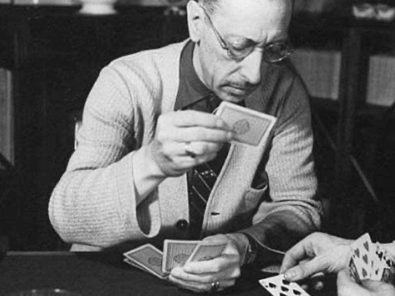 Igor Stravinsky playing cards