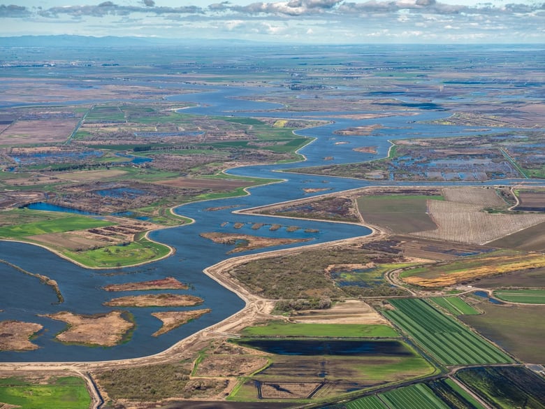 An aerial view of the Middle River in the Sacramento-San Joaquin River Delta on Mar. 8, 2019.