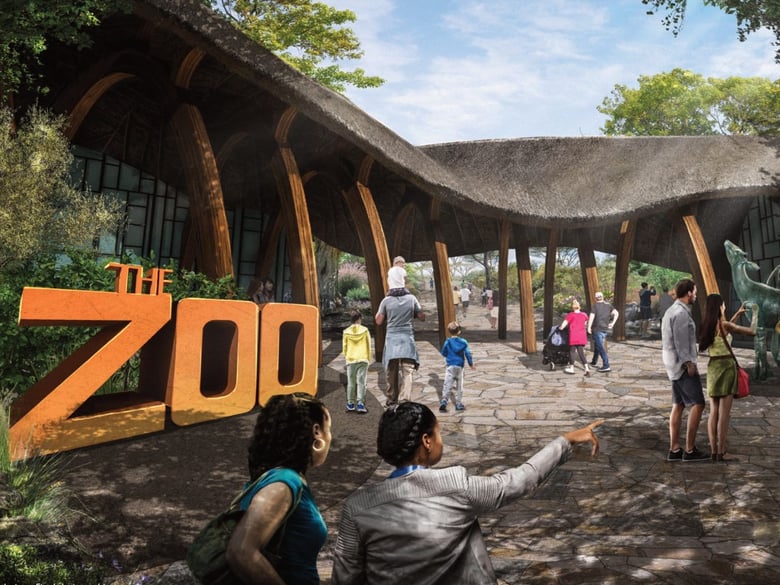 A rendering released by the Sacramento Zoological Society and the city of Elk Grove shows what the enterance could look like at the possible Elk Grove zoo site.