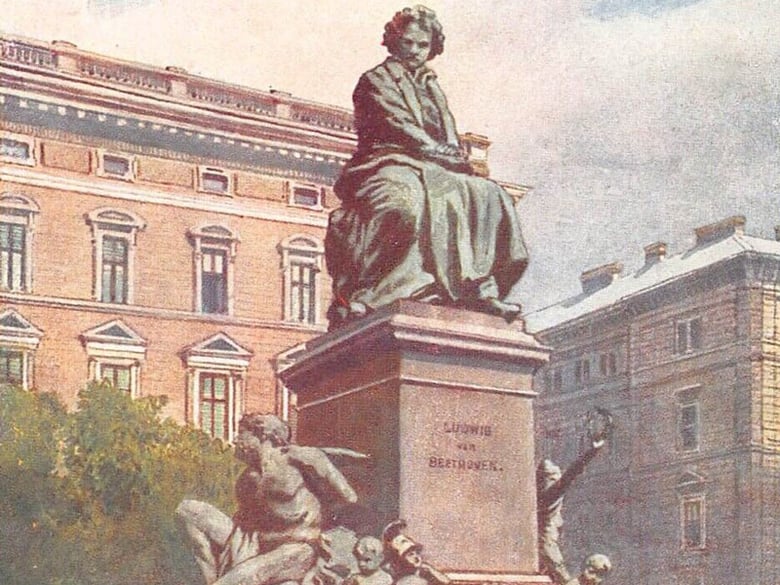 Monument to Beethoven in Vienna on a 1910 postcard