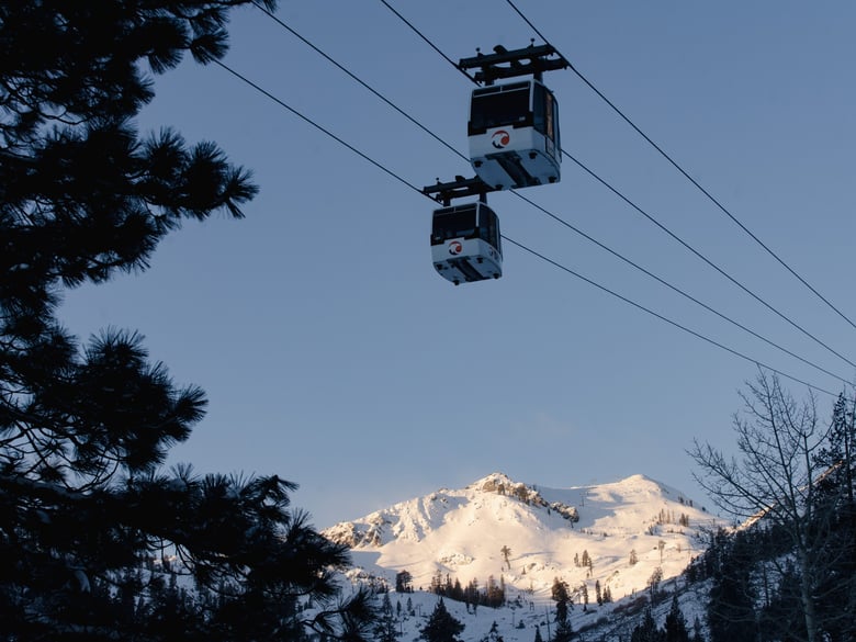 The gondola at Palisades Tahoe is pictured on Jan, 7. 2024, after a storm system brought heavy snow to the Sierra.