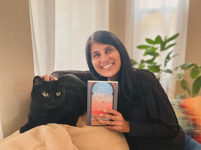 A photo of Dr. Archana Maniar with her book "Dry Spells".