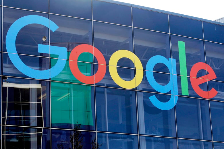 A sign is displayed on a Google building at their campus in Mountain View, Calif., on Sept. 24, 2019.