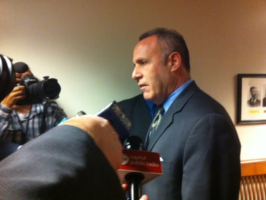 Sen. Darrell Steinberg announces the party's decision on Sen. Ron Calderon. 
