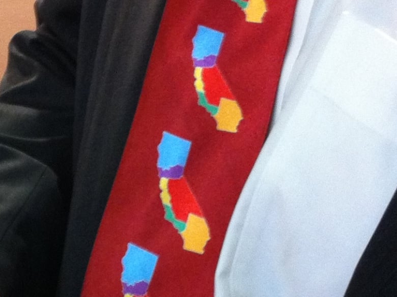Tim Draper had a tie made with his vision for the state...or states of California on it.