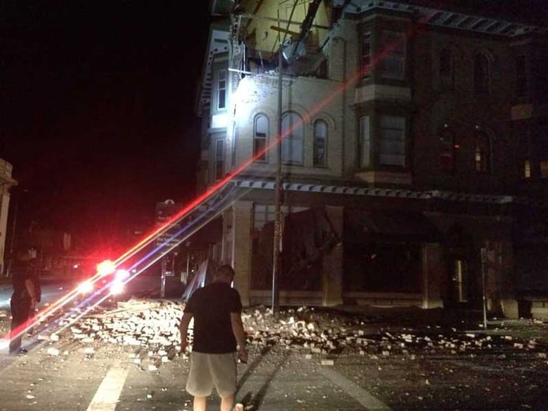 This photo provided by Lyall Davenport shows damage to a building in Napa, Calif. early Sunday, Aug. 24, 2014. Officials say an earthquake with a preliminary magnitude of 6.0 has been reported in California's northern San Francisco Bay area. 