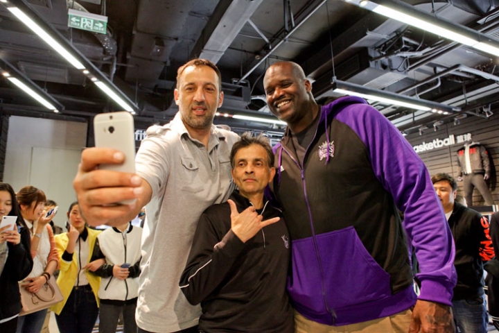 Former Sacramento Kings player Vlade Divacs, current majority owner Vivek Ranadive, and minority owner Shaquille O'Neal in China for two exhibition games.