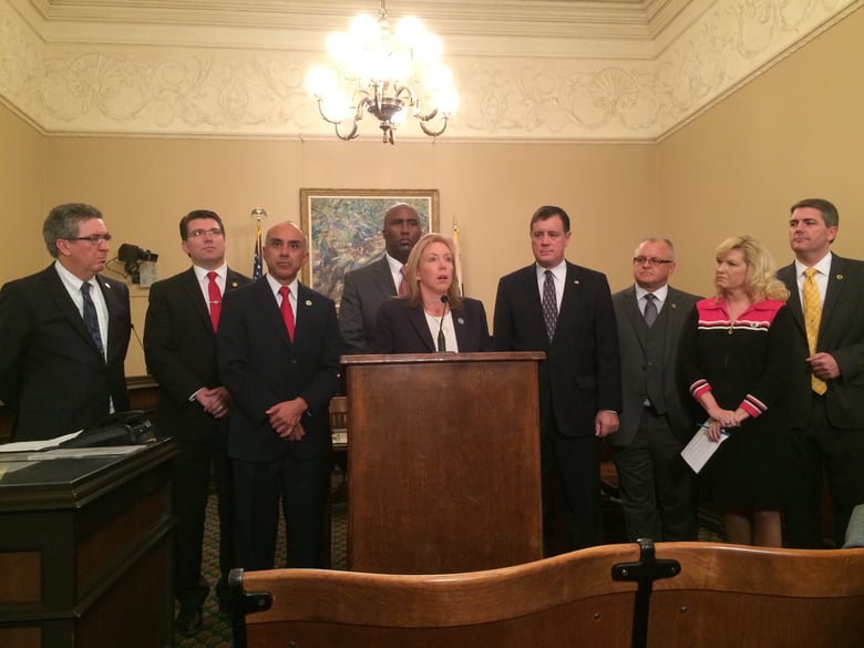 Sacramento County District Attorney Anne Marie Schubert speaks at a news conference Thursday at the state Capitol in support of a DNA collection bill.