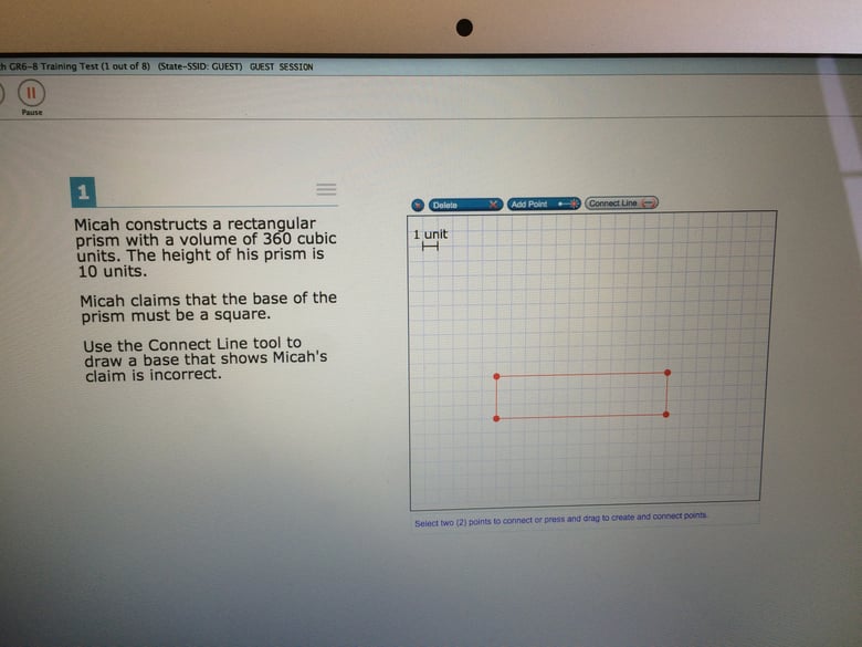 A sample question on California's new "Smarter Balance" standardized test - for math, grades 6-8.