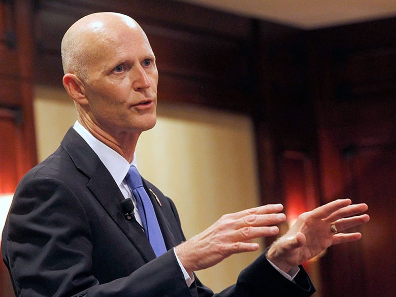 Republican Florida Gov. Rick Scott speaks during during the Valley Industry and Commerce Association (VICA) Leaders Forum in the Woodland Hills area of Los Angeles on Monday, April 13, 2015.