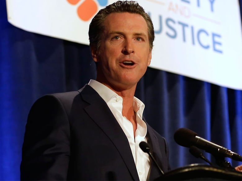 In this photo taken Monday, April 20, 2015, Lt. Gavin Newsom speaks at the Californians for Safety and Justice conference in Sacramento, Calif. 