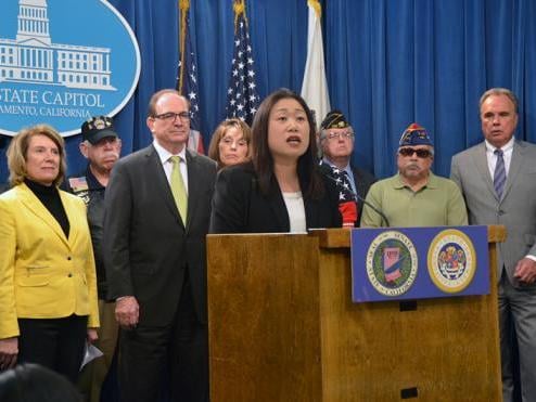 Sen. Janet Nguyen (R-Garden Grove) speaks at a Capitol news conference earlier this year.