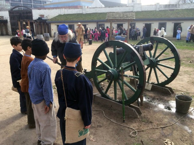 Third and fourth-graders from nearby David Lubin Elementary School -- and some of their parents -- participate in Sutter's Fort State Historic Park's Environmental Living Program earlier this year.