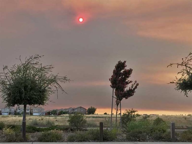 Wragg Fire as seen from the Natomas area Wednesday evening, July 22, 2015. 