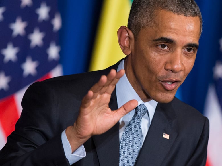 President Barack Obama speaks during a joint news conference with Ethiopian Prime Minister Hailemariam Desalegn, Monday, July 27, 2015, at the National Palace in Addis Ababa. Obama is the first sitting U.S. president to visit Ethiopia. 
