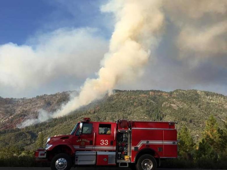 A Type III engine with the Willow Fire smoke plume, as seen Tuesday, July 28, 2015. 