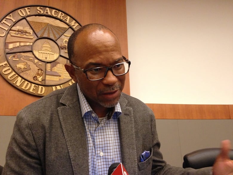 Vice Mayor Allen Warren spoke with reporters after leading a Sacramento City Council meeting In May of 2015. Two days later, Sacramento Mayor Kevin Johnson denied allegations he had sexually harassed a member of the Sacramento City Manager's office. 