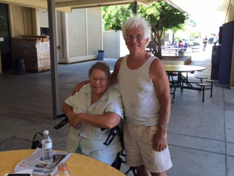 Barbara and Patrick Jiron at a Red Cross evacuation center in Middletown, Ca.