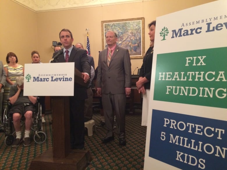 Assemblymember Mark Levine announces his proposal for a new Managed Care Organizations tax on Monday, August 17, 2015.