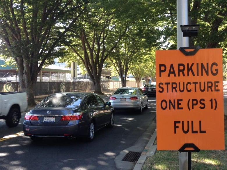 Parking structures on the Sacramento State campus filled up quickly Monday, the first day of the Fall semester. 